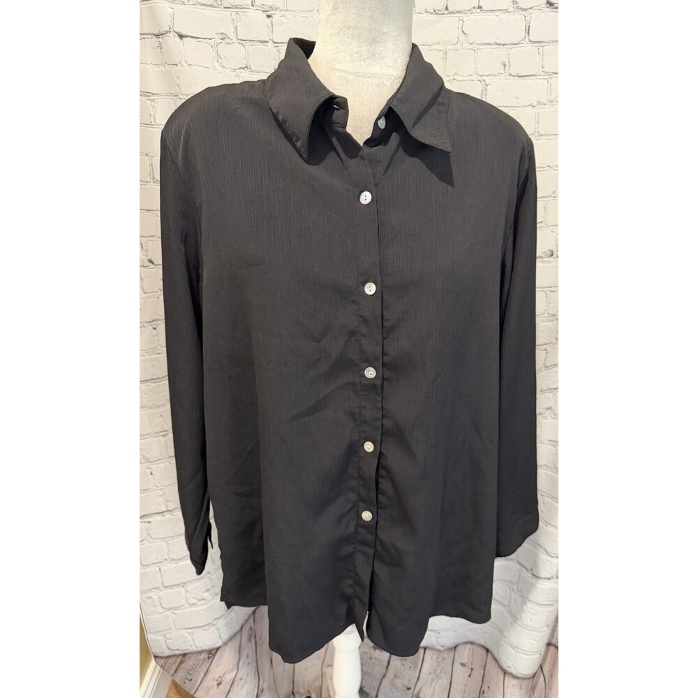 Susan Graver Style QVC Two-Piece Black Tank & Button-Down Shirt Set Plus Size 1X - Picture 7 of 12